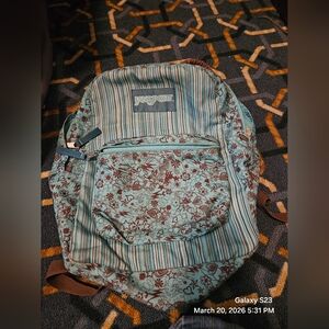 Jansport Teal and Brown Striped Backpack